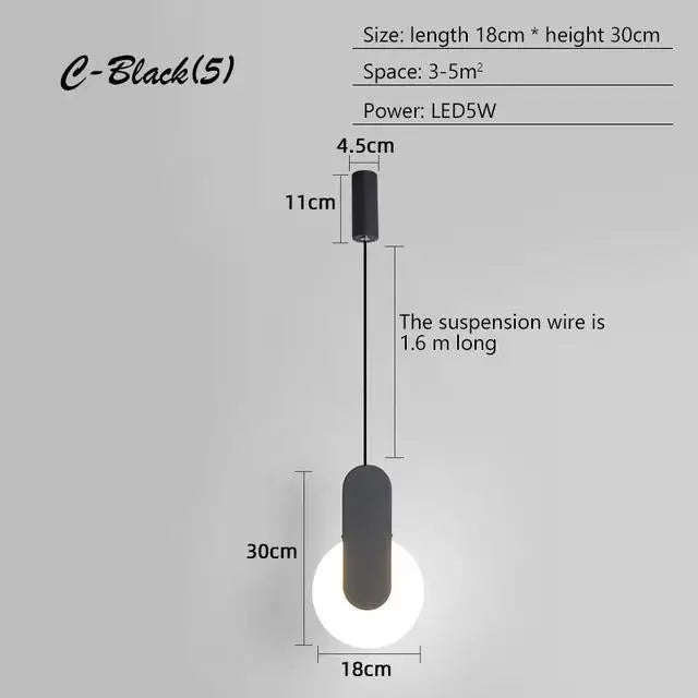 Afralia™ Nordic Luxury Black Bedroom Pendant Lamp Bedside Decoration Light