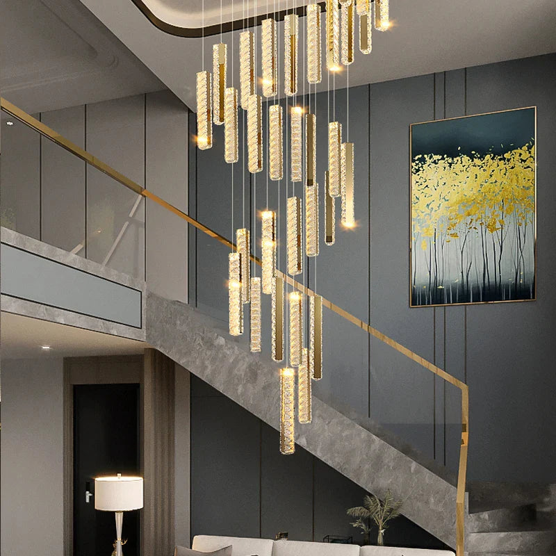 Afralia™ Crystal Chandelier LED Mezzanine Dining Room Lighting