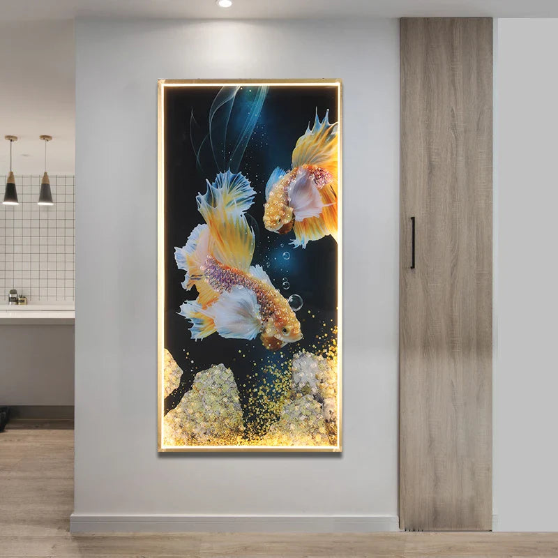 Afralia™ Gold Fish LED Picture Wall Light for Home Decor & Bedroom Aisle