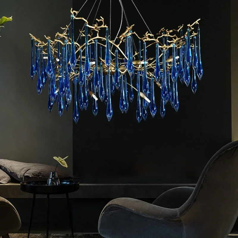 Afralia™ Copper Crystal Chandelier: Customizable LED Lighting for Luxury Living Rooms