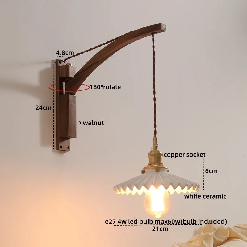 Afralia™ Nordic LED Wall Sconce Walnut Copper Stair Light Fixtures