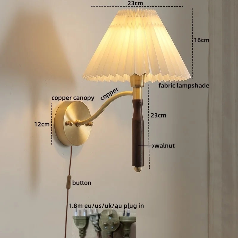 Afralia™ Copper LED Wall Sconce Pull Chain Switch Stair Light Fixtures