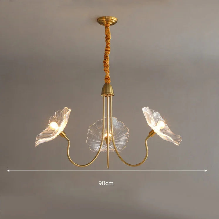 Afralia™ Lotus Leaf Glass Ceiling Chandelier with E14 Bulb
