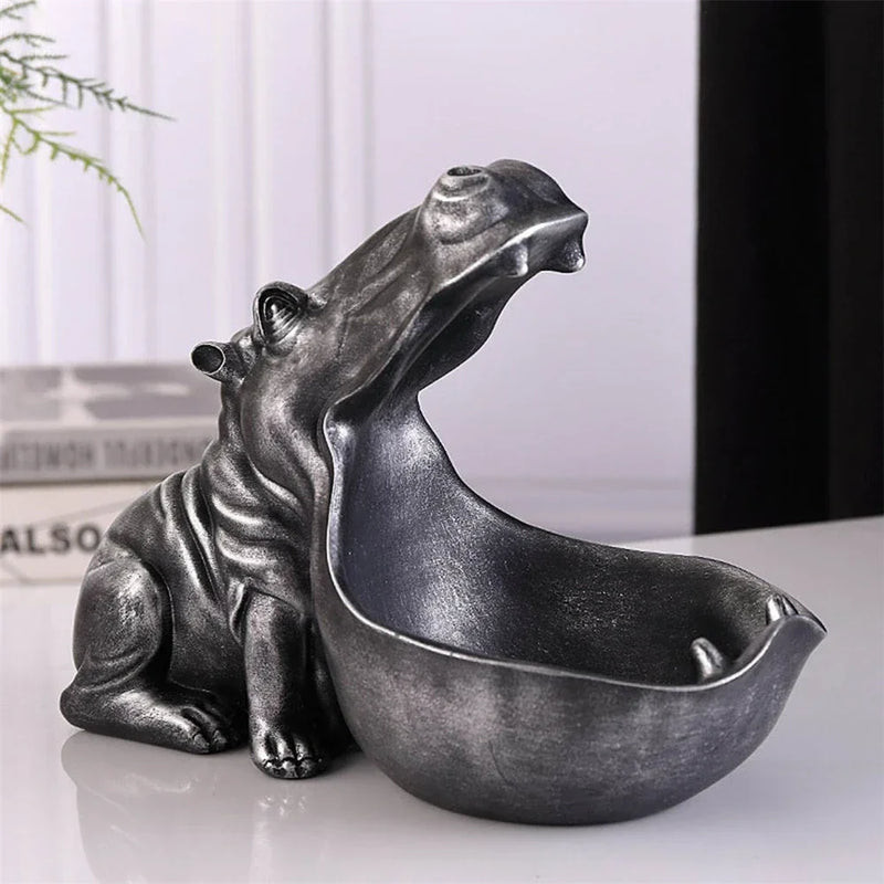 Afralia™ Hippo Figurine Key Bowl & Pelican Candy Container Home Decor