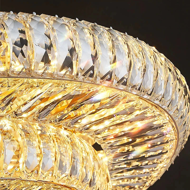 Afralia™ Golden Crystal Ceiling Chandelier | Luxury Living Room LED Light Fixture