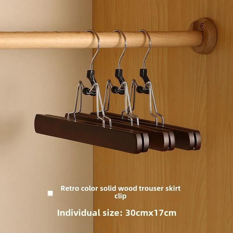 Afralia™ Woodiness Retro Color Pants Hanger High Quality Non-slip Wooden Hanger