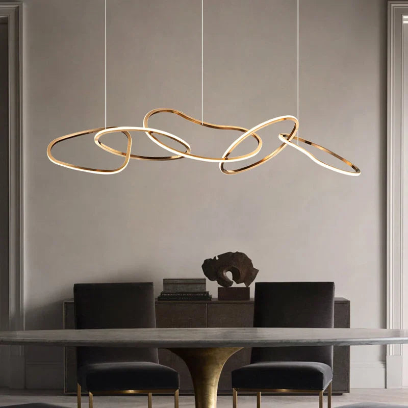 Afralia™ Oval LED Ceiling Chandelier for Bedroom Living Room Dining, Nordic Minimalist Design