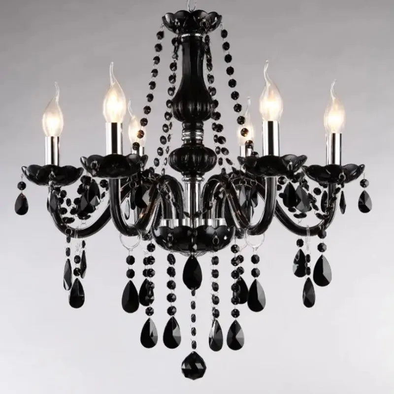 Afralia™ Modern Black Crystal Chandelier Light for Living Room Bedroom Indoor Fixture