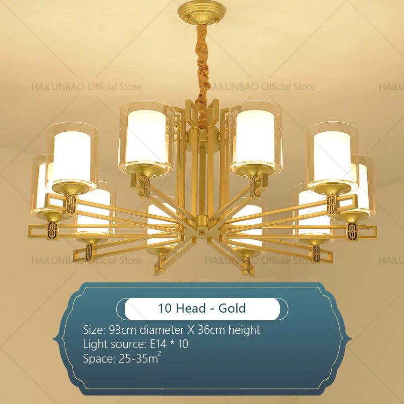 Afralia™ Zen Copper Chandelier for Living Room, Dining Room, Hotel, Restaurant