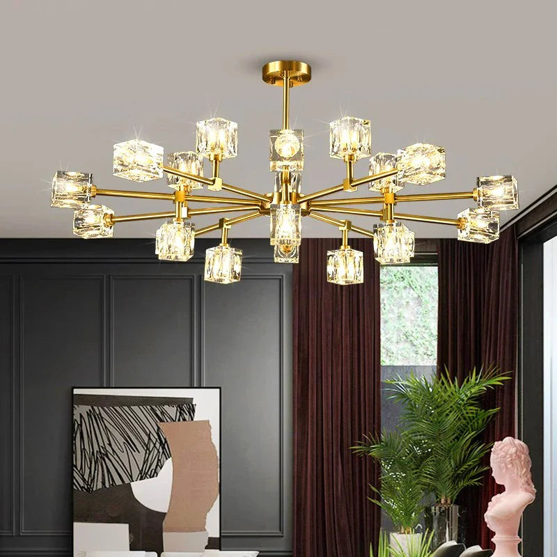 Afralia™ Crystal Chandelier Pendant Light for Living Room Bedroom Ceiling, Luxury Indoor Lighting