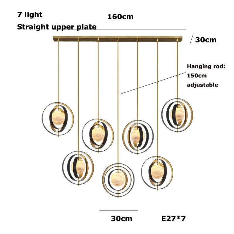 Afralia™ Marble Globe Pendant Light with Black Gold Hardware - Modern Tea Room Ceiling Decor