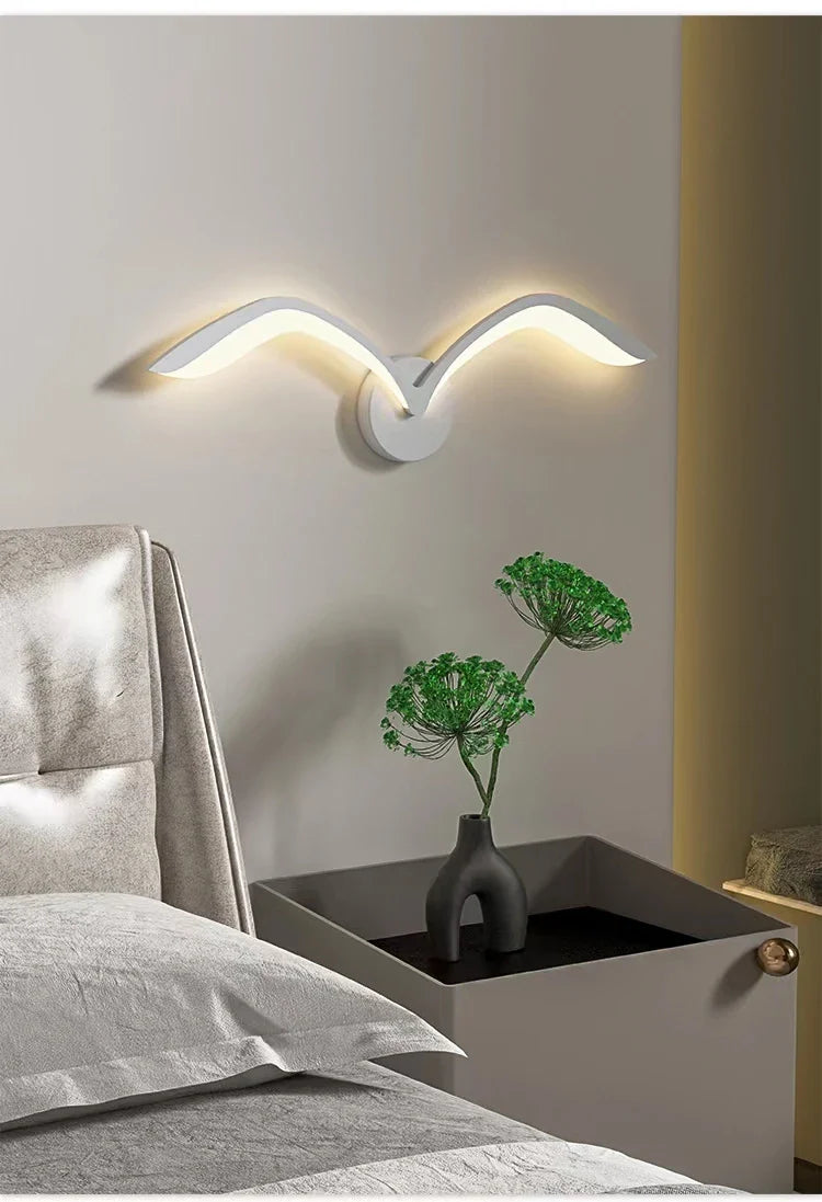 Afralia™ Seagull LED Wall Lamp: Modern Nordic Children's Living Room Bedroom Sconce