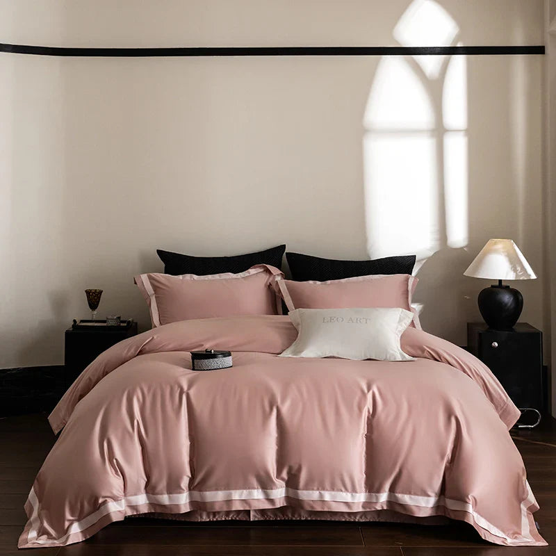 Afralia™ Silky Satin 1200TC Egyptian Cotton Bedding Set - 4Pcs Simple Solid Color