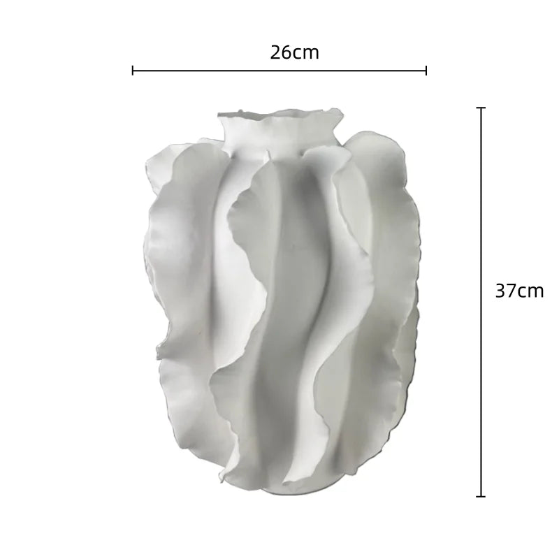 Afralia™ White Ceramic Wavy Vase: Handcrafted Home Decor Floral Arrangement Accents