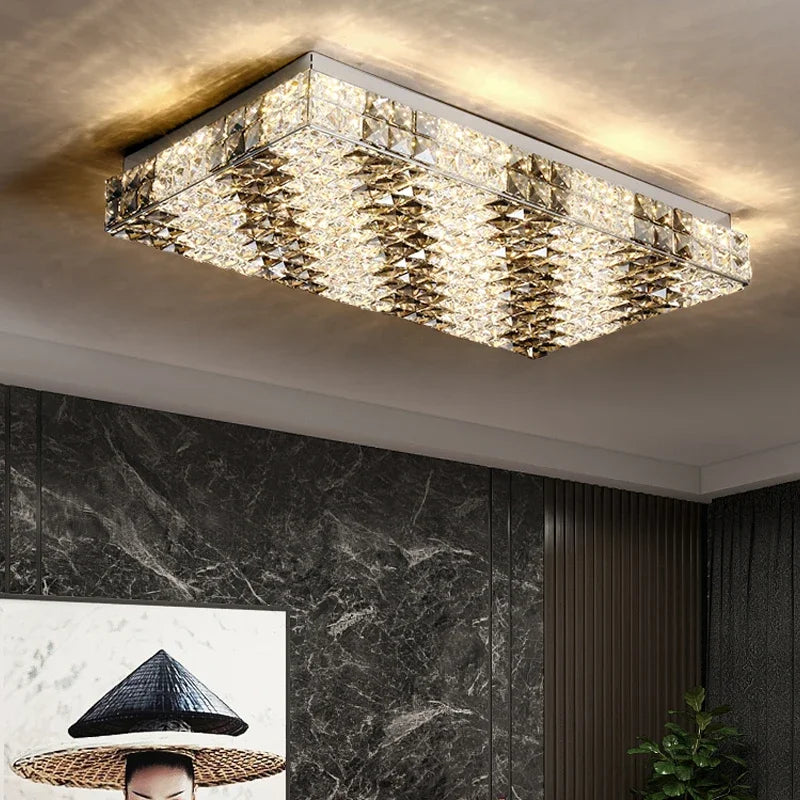 Afralia™ Crystal Led Ceiling Chandelier for Living Room Bedroom Interior Lighting