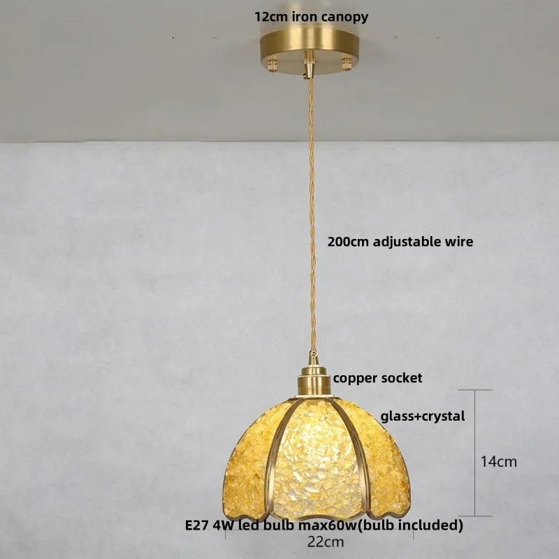 Afralia™ Crystal Glass LED Pendant Lamp with Adjustable Copper Socket for Modern Luxury Décor