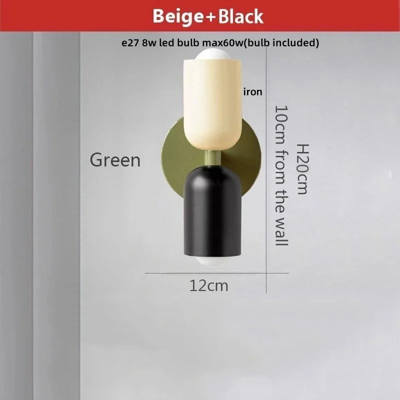 Afralia™ LED Wall Lights Colorful Iron Double Heads Modern Bedside Lamp