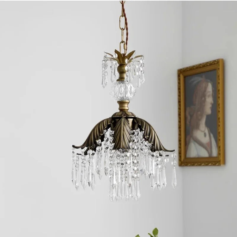 Afralia™ French Countryside Brass Pendant Light Chandelier for Bedside, Hallway, Wardrobe