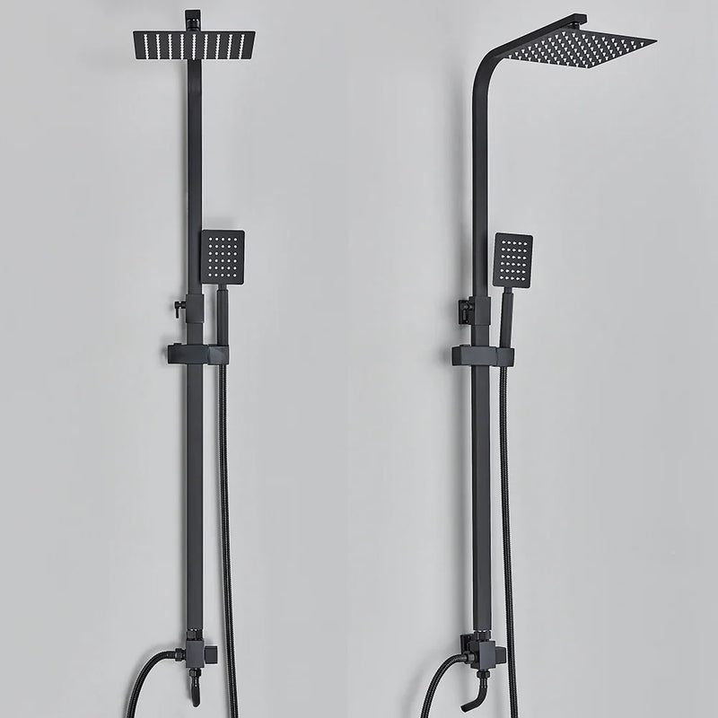 Afralia™ Matte Black Rainfall Shower Faucet Set with 8 Inch High Pressure Showerhead