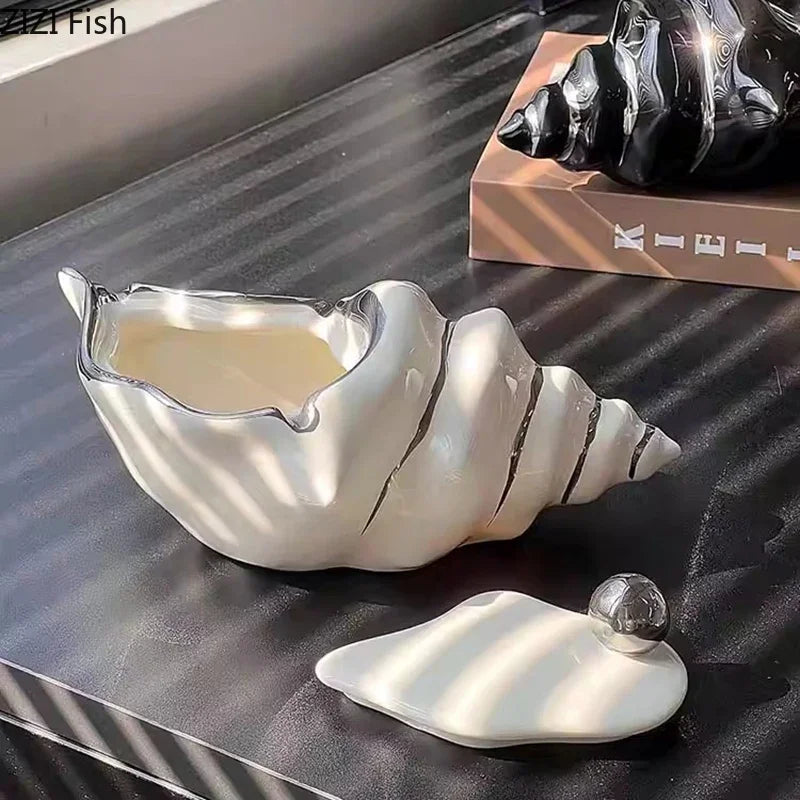Afralia™ Conch Ashtray: Silver Plated, Windproof Ceramic, Smoking Accessories, Home & Office ******************************************************************************/