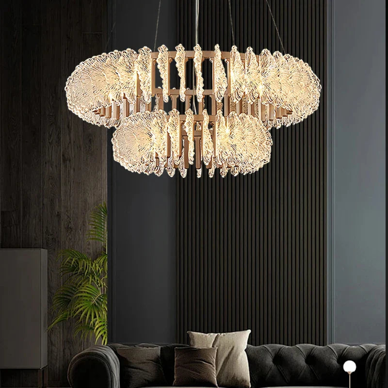 Afralia™ Gold Bloom Coral Ceiling Chandelier, LED Pendant Light for Living Room.