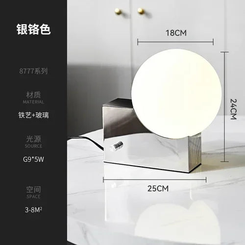 Afralia™ Metal Table Lamp with Glass Ball - LED Desk Light