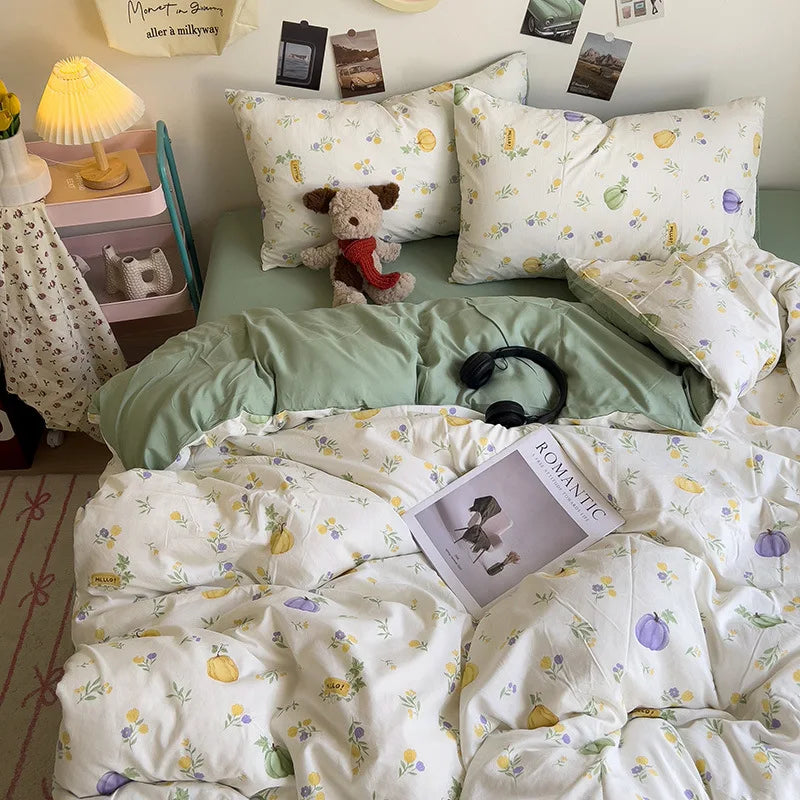 Afralia™ Korean Floral Print Single Duvet Cover: Sweet Comfort, All Seasons, Skin-Friendly