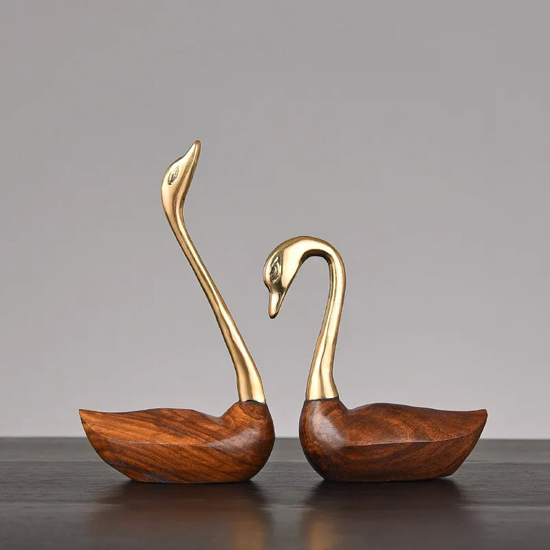 Afralia™ Wooden Crane Bird Sculpture Home Decoration Figurine