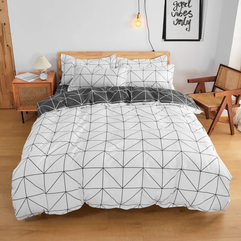 Afralia™ Soft Large Stripe Bedding Set: Brushed Duvet, Sheet, Pillowcases in Nordic Style