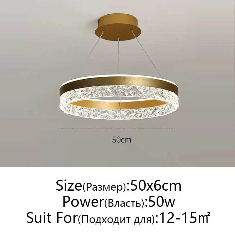 Afralia™ Crystal Rings LED Chandelier Black&White Frame