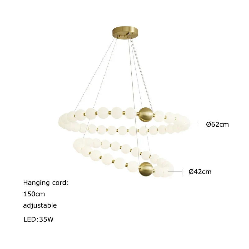 Afralia™ Love Gold Chrome Chandelier LED Suspension Lighting for Dinning Room