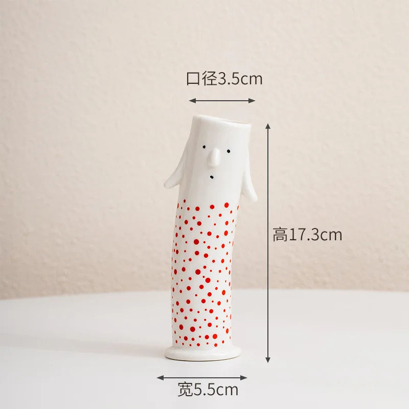 Afralia™ Ceramic Vase Coral Duct Family Home Decor Floral Arrangement Handmade Clay Art