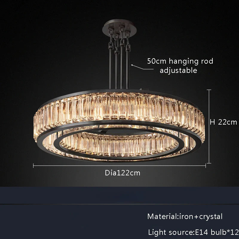 Afralia™ Luxury Black Crystal Chandelier for Elegant Living Room Lighting