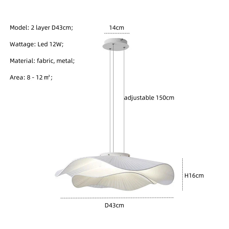 Afralia™ Nordic Fabric LED Ceiling Light Minimalist White Chandelier Home Decor