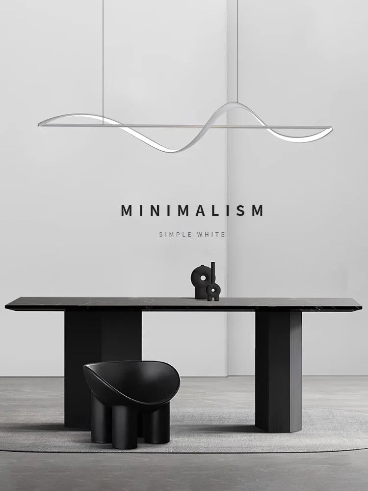 Afralia™ Minimalist Curve LED Pendant Light for Dining Room, Bar, Kitchen - Home Decor Fixtures