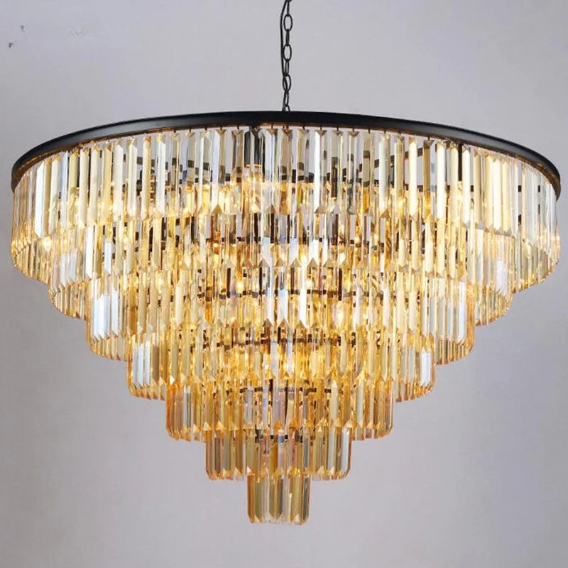 Afralia™ Smoky Gray Crystal Chandelier | Elegant K9 Crystal Suspension for Hospitality Settings