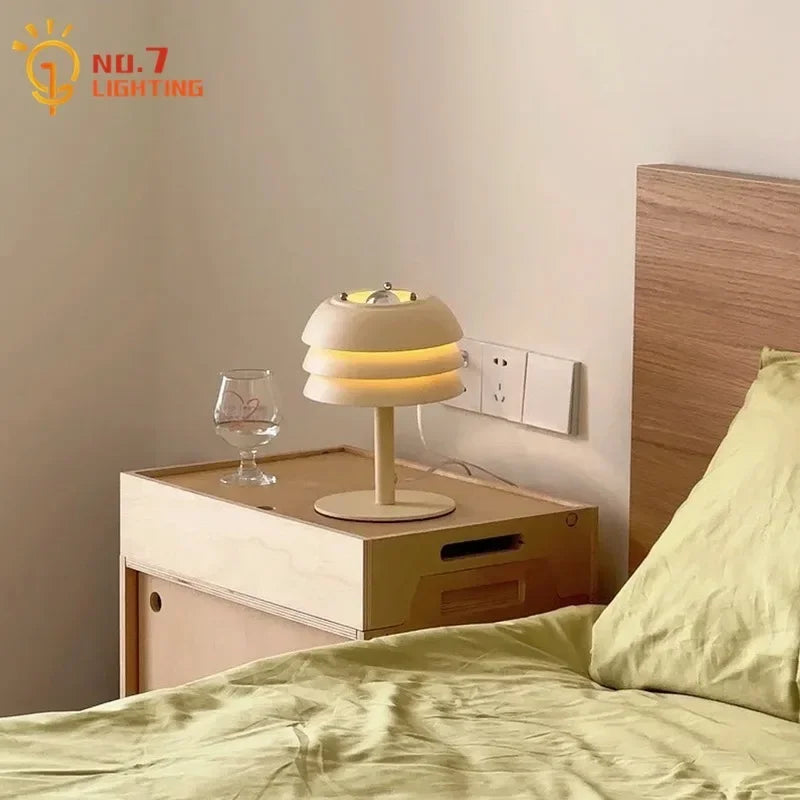 Afralia™ Cream Medieval Design LED Table Lamp for Bedroom, Living Room, Kitchen, Cafe