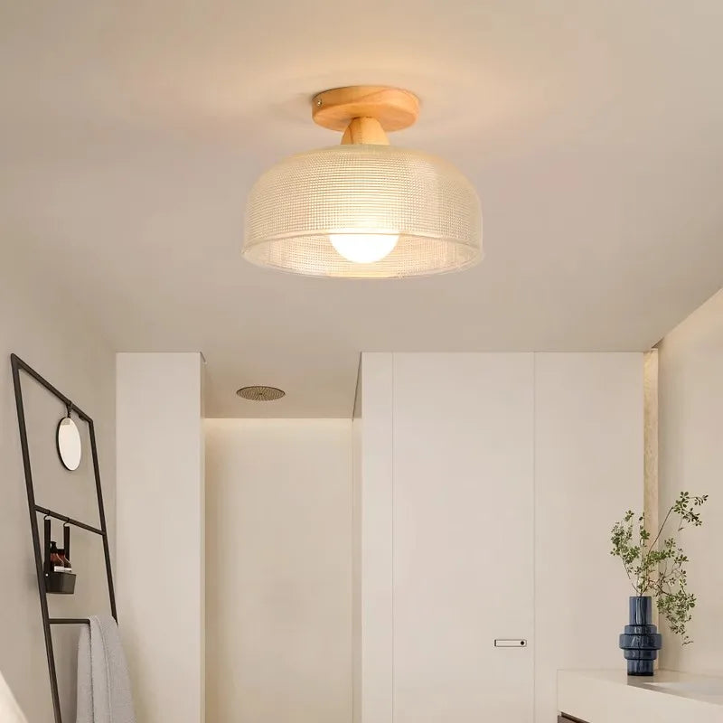 Afralia™ Wood Glass LED Ceiling Lights Modern Luminaria De Teto for Home Décor