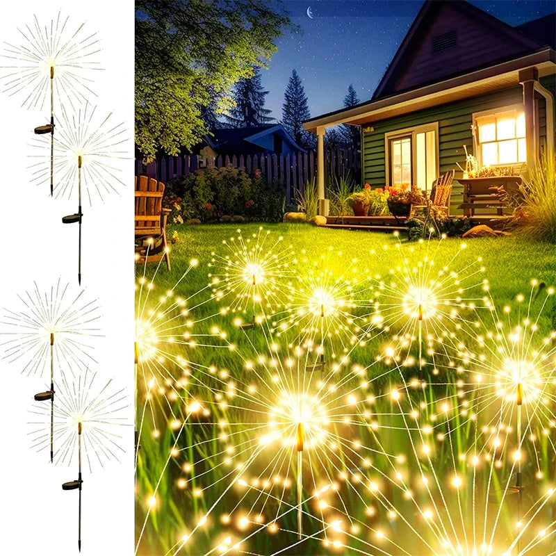 Afralia™ Solar Firework Fairy Lights for Garden, Patio, Party, Wedding