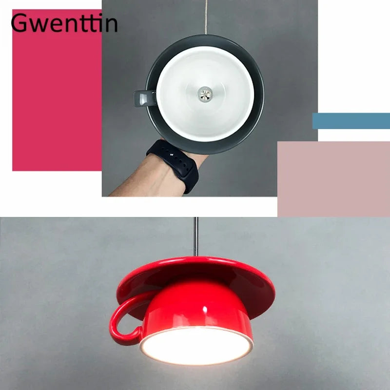 Afralia™ Ceramic Cup Pendant Light: Stylish LED Hanging Lamp for Home Decor and Kitchen