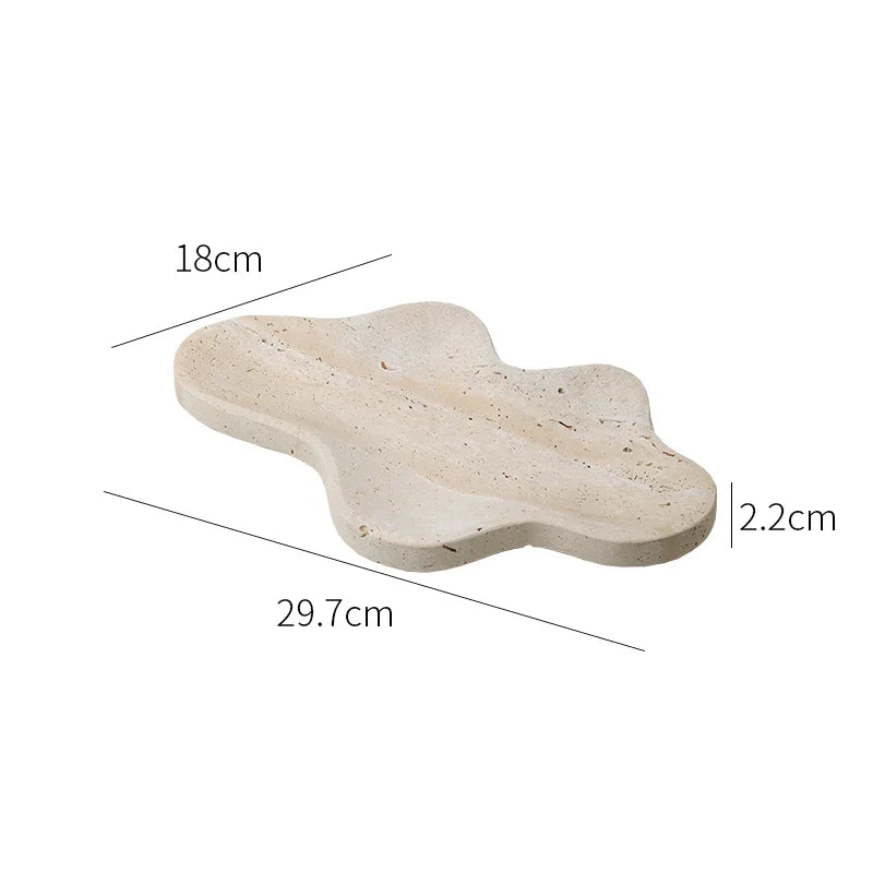 Afralia™ Travertine Serving Tray Coffee Table Decor Dish - Irregular Trinket Jewelry Key Tray