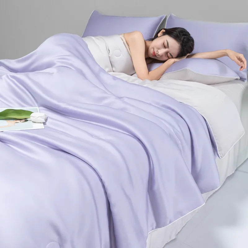 Afralia™ Cool Ice Silk Summer Quilt Set for Single Double Beds