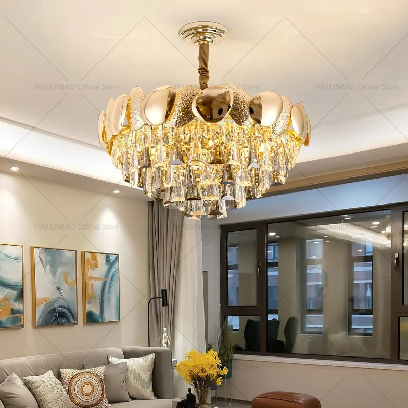 Afralia™ Crystal Chandelier: Modern Elegance for Living Room, Dining Room, Bedroom - Gold Finish
