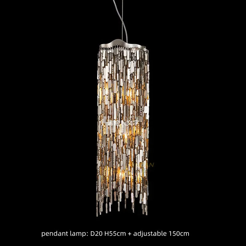 Afralia™ Modern Steel LED Chandelier: Elegant Living Room Lighting Fixture