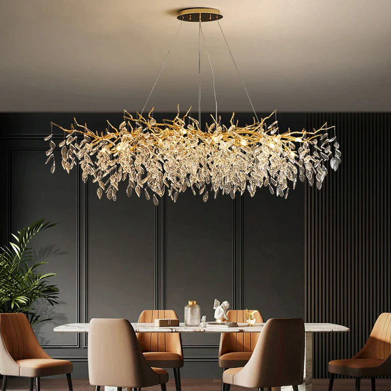 Afralia™ Crystal Chandelier: Modern Luxury Branch Pendant Light for Living Room, Lobby & Hotel