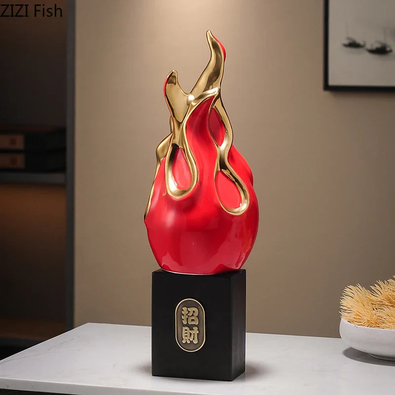 Afralia™ Gilded Pitaya Cat Ceramic Feng Shui Ornament Landscaping Decoration