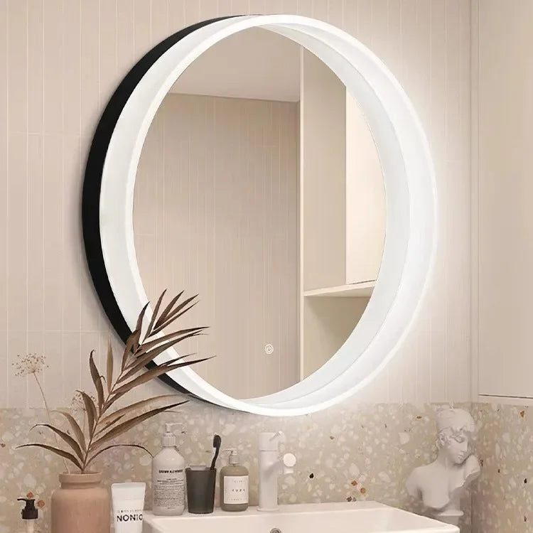 Afralia™ Smart Defog Round Makeup Mirror with Shelf for Modern Bathroom