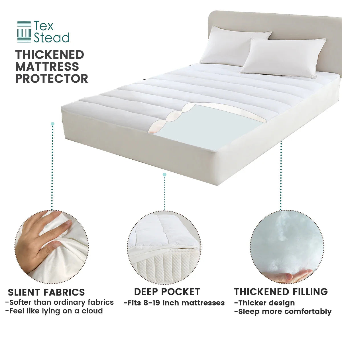 Afralia™ Waterproof Quilted Mattress Pad Protector with Deep Pocket, Soft Breathable & Machine Washable
