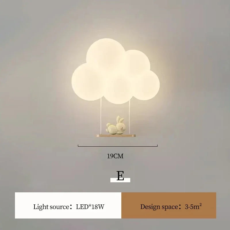 Afralia™ Kids Room LED Animal Wall Lamps - Monkey Rabbit Cloud Design