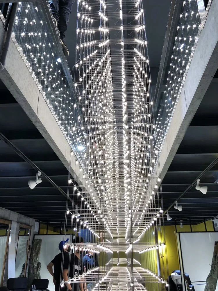 Afralia™ Sky Starlight Cube Chandelier for Living Room, Restaurant, Hotel Lobby, Bar, and Sales Department